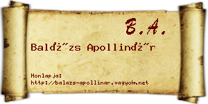 Balázs Apollinár névjegykártya